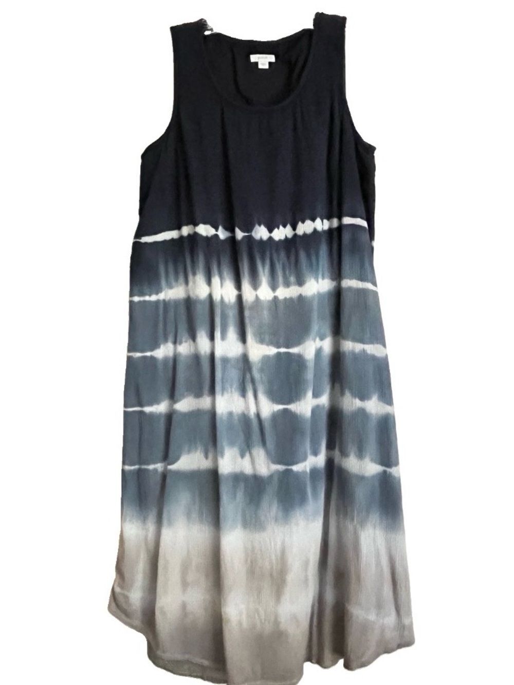 Sleeveless Tie-Dye Midi Dress - Black & Gray